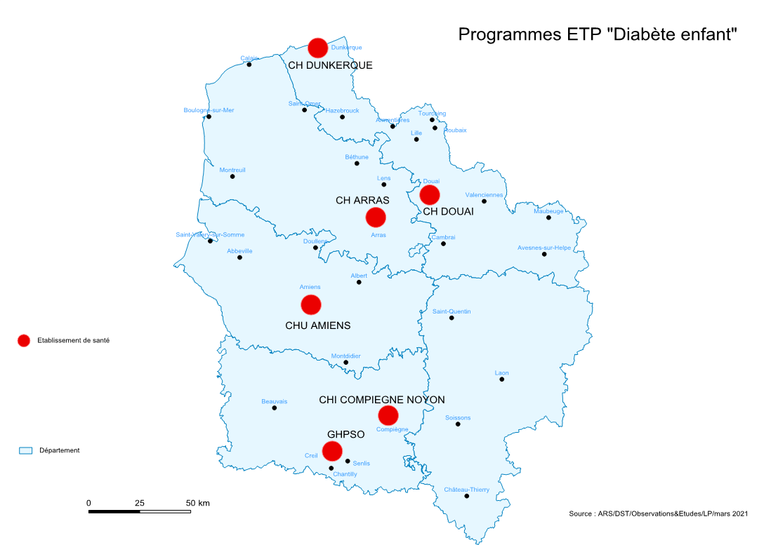 Carte programmes d’ETP diabète enfant 2021