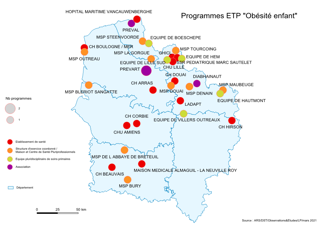 Carte programmes d’ETP obésité enfant 2021