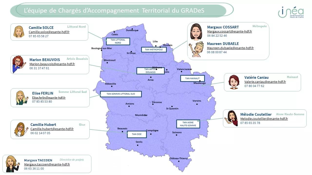carte des  chargés d’accompagnement territorial du Grades