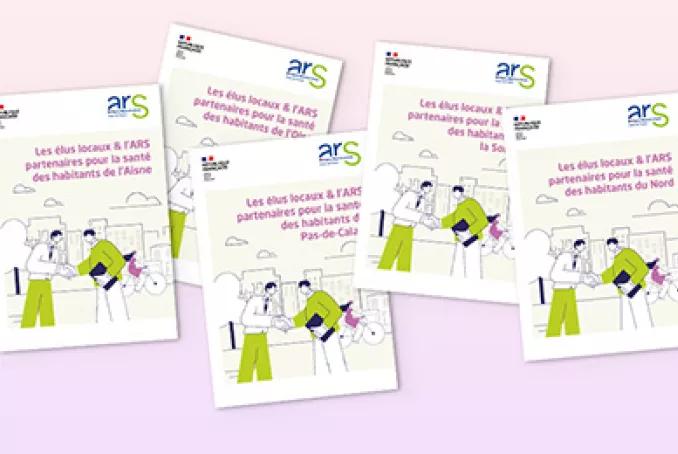 Couvertures des 5 guides pour les élus de chaque département des Hauts-de-France