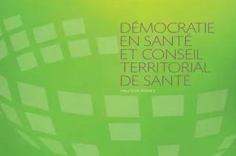Logo démocratie en santé et conseil territorial de santé sur fond vert 