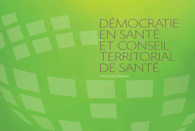 Logo démocratie en santé et conseil territorial de santé sur fond vert 