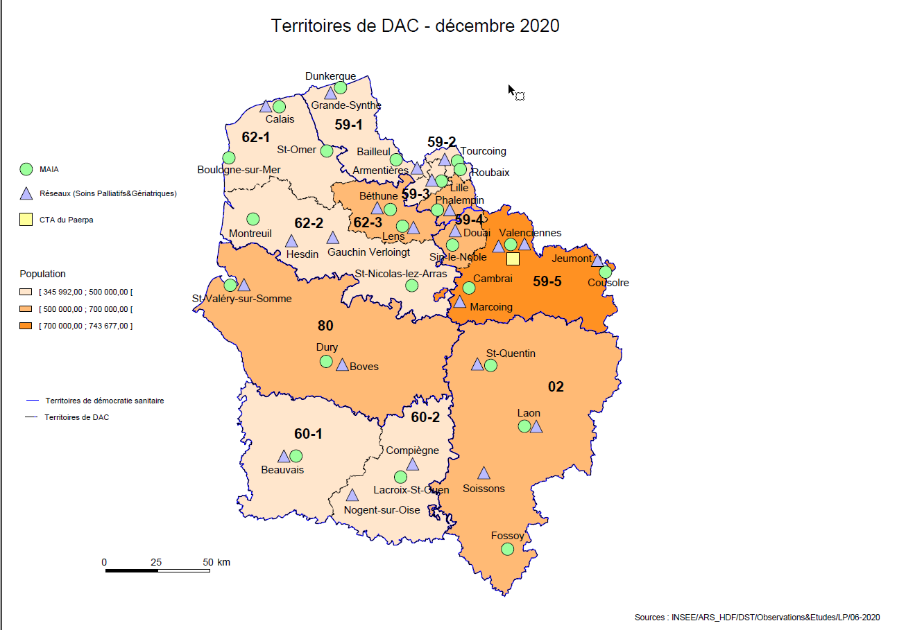 Répartition des DAC dans les Hauts-de-France