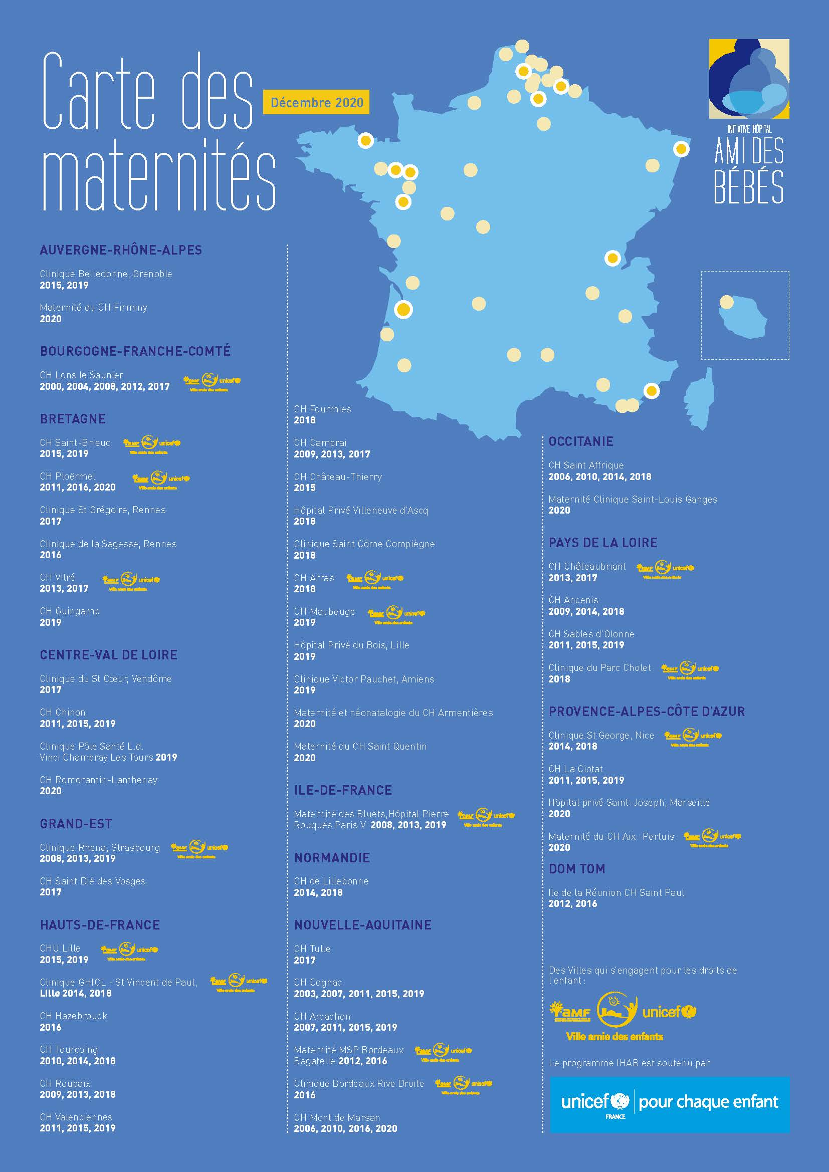 Carte des maternités IHAB 2020 dans les Hauts-de-France