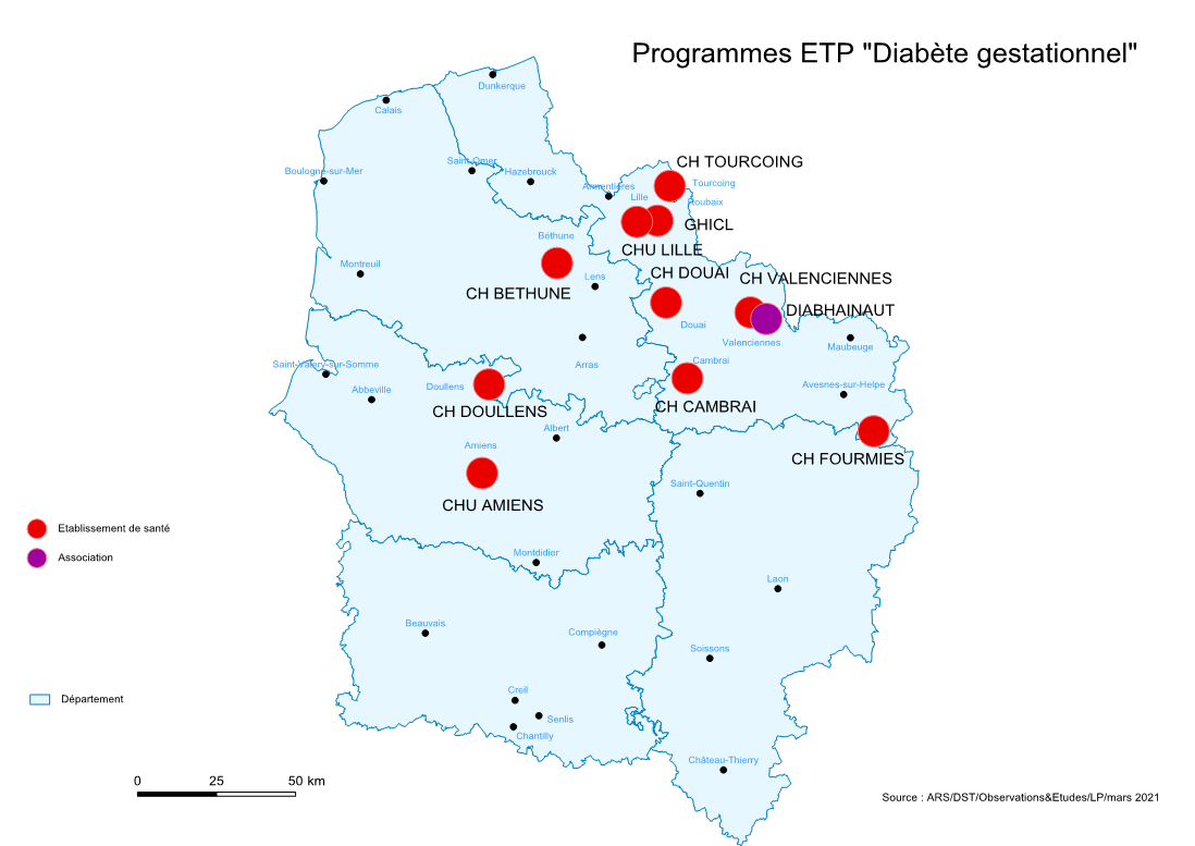 Carte programmes d’ETP diabète gestationnel 2021