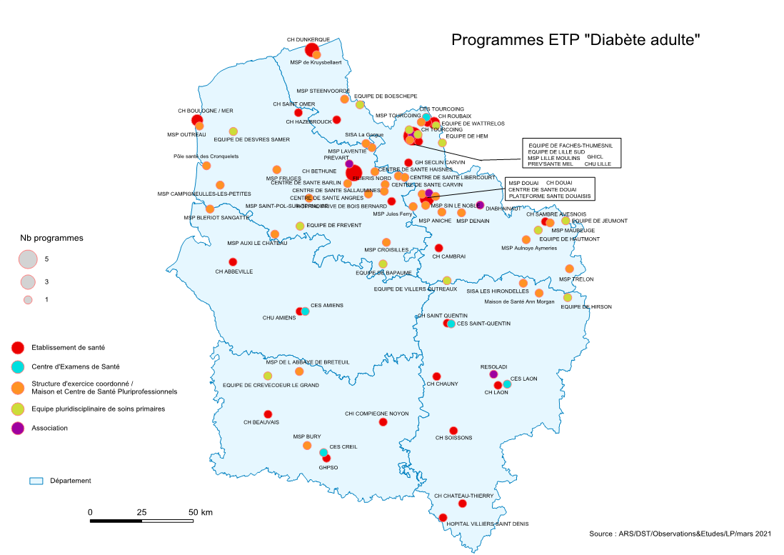 Carte programmes d’ETP diabète adulte 2021