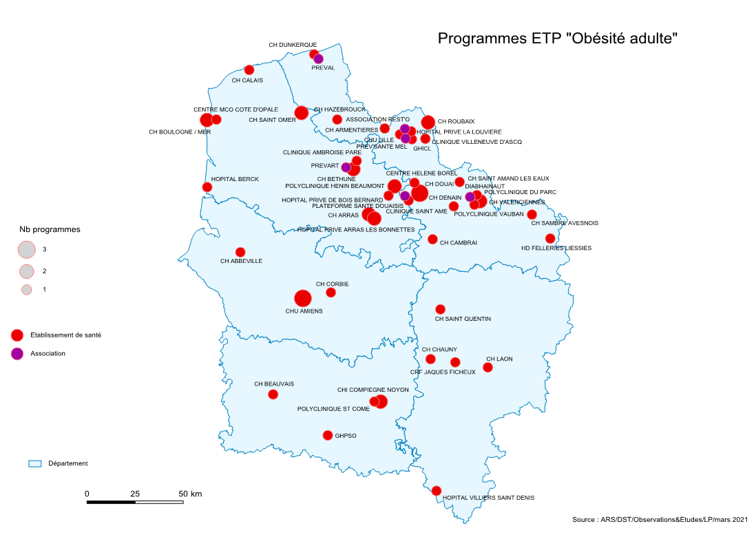 Carte programmes d’ETP obésité adulte 2021